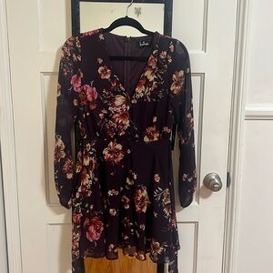 Always Yours Plum Purple Floral Print Long Sleeve Skater Dress